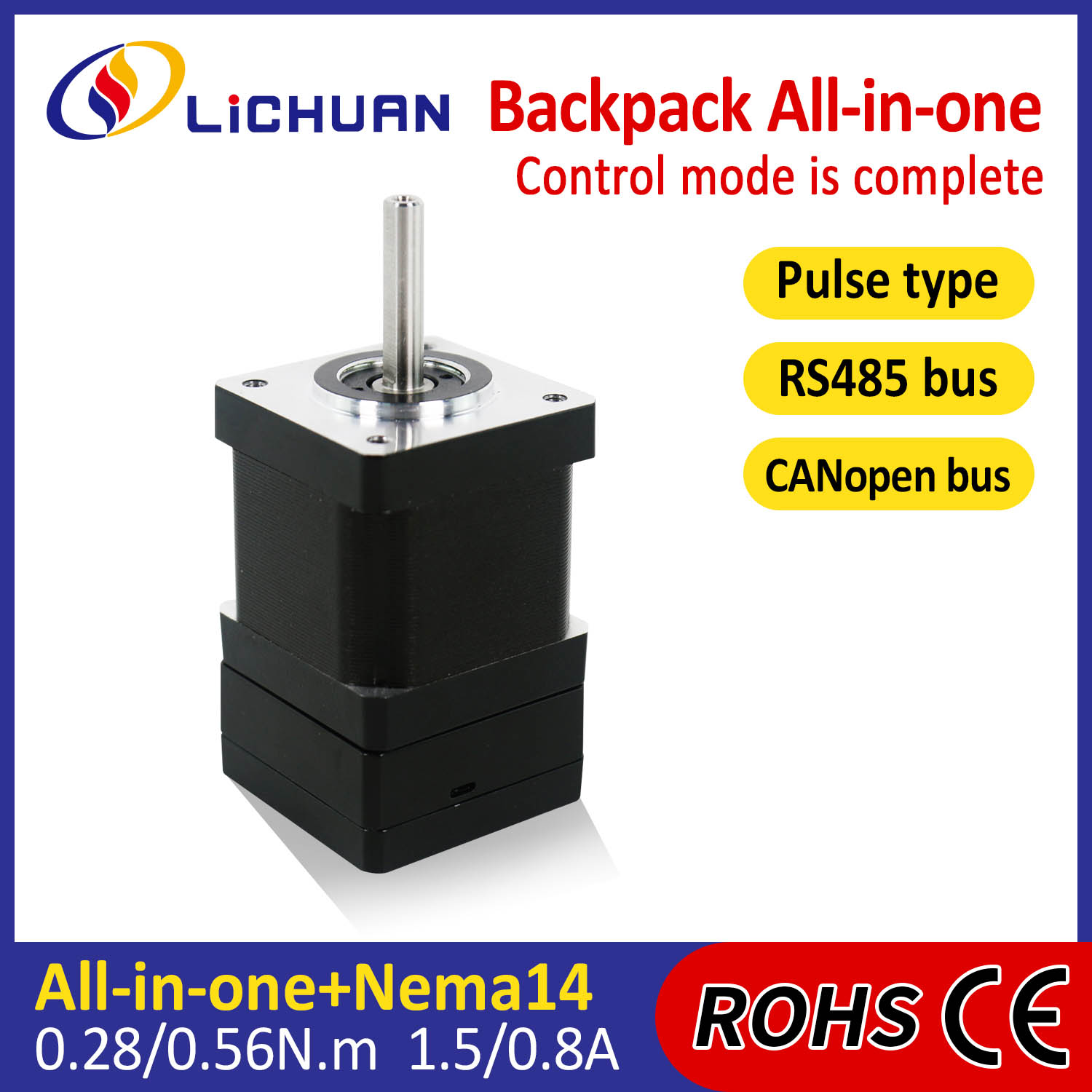 Jenis Backpack NEMA14 Open Loop-Closed Loop Integrated Stepper Motor