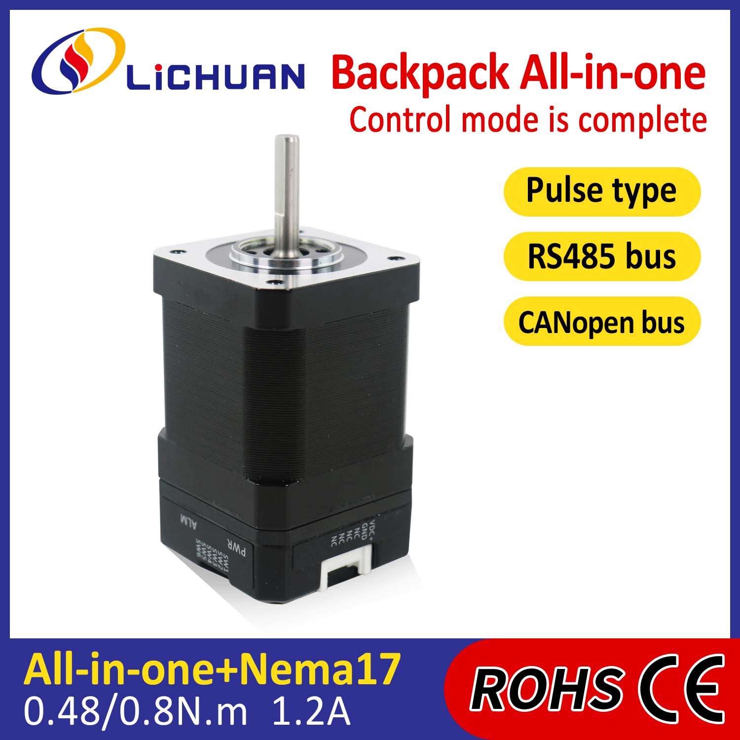 Jenis Backpack NEMA17 Open Loop-Closed Loop Integrated Stepper Motor