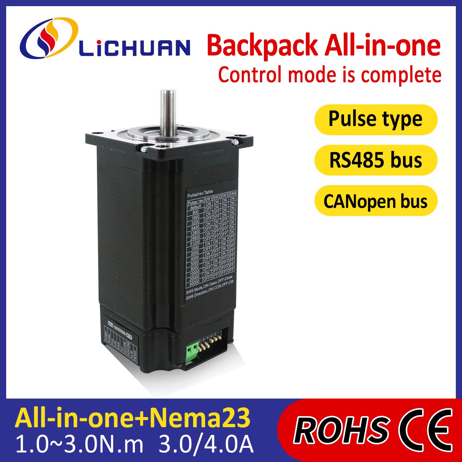 Jenis Backpack NEMA23 Open Loop-Closed Loop Integrated Stepper Motor