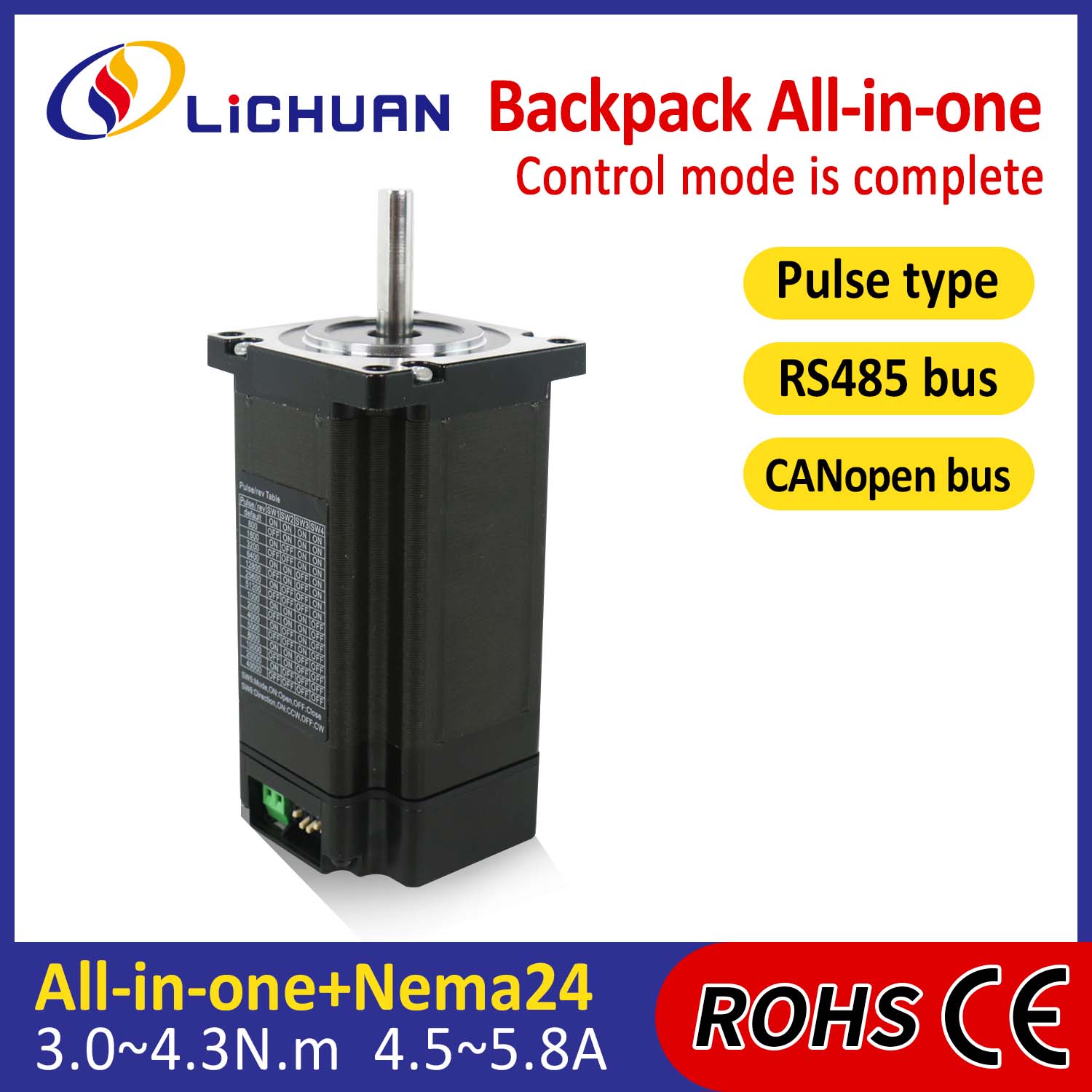 Jenis Backpack NEMA24 Open Loop-Closed Loop Integrated Stepper Motor